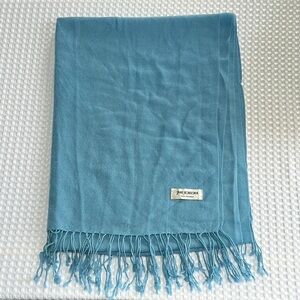Pashmina Dusty Blue Oversized Scarf with Fringe